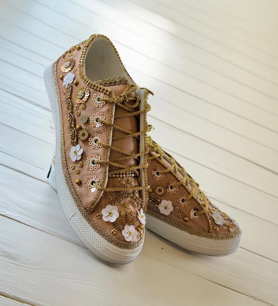 Blush Bloom Sneakers | Embellished Bridal Sneakers