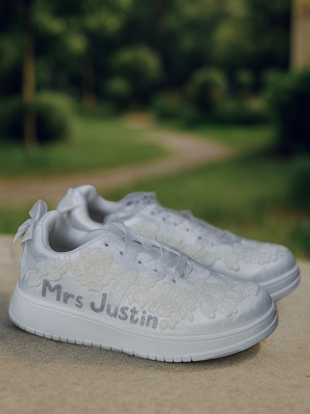 White floral Sneakers | Personalized Bridal Sneakers
