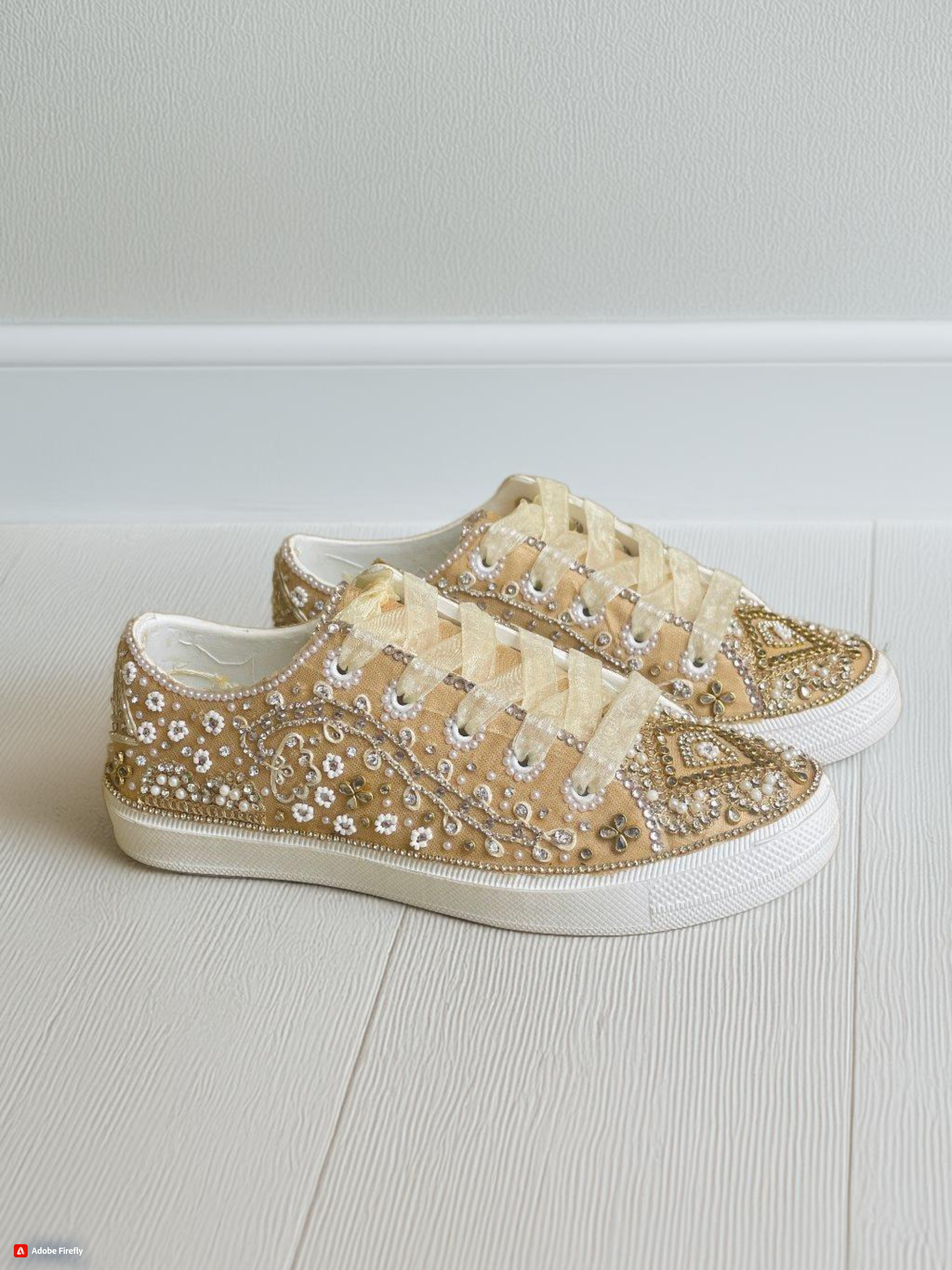 Ivory Pearl Sneakers | Embellished Bridal Sneakers