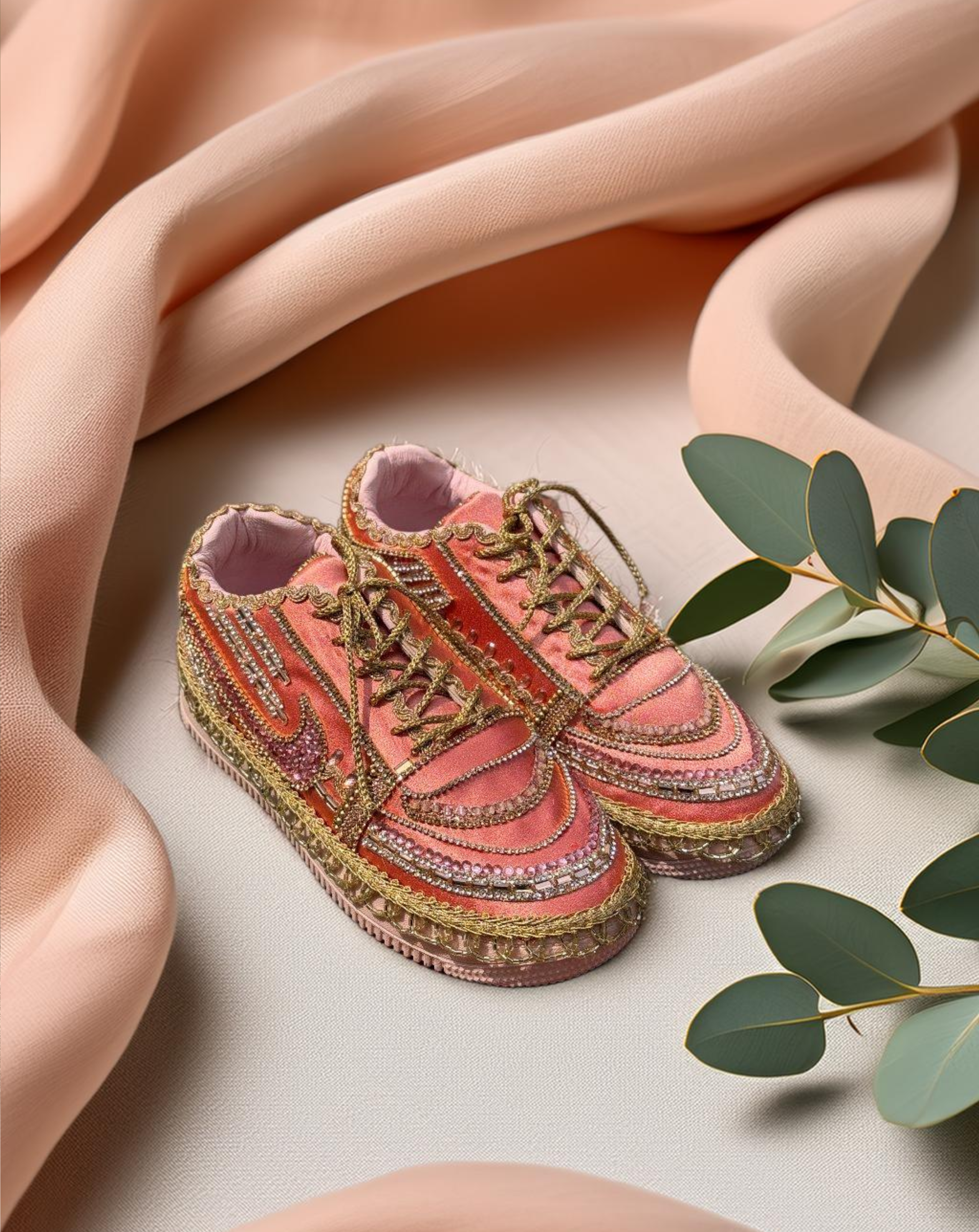 Rose Blush Sneakers | Embellished Bridal Sneakers
