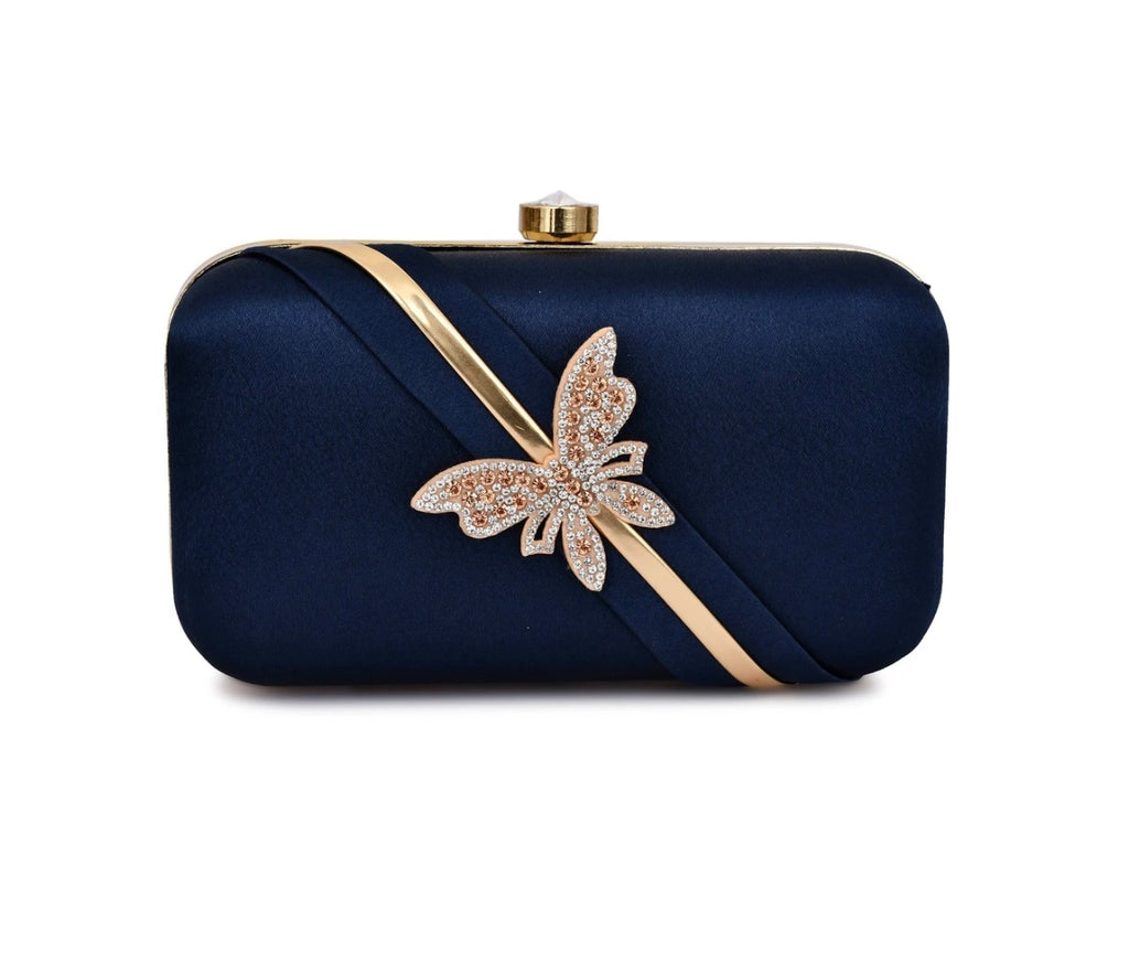 Midnight Butterfly Luxe Clutch
