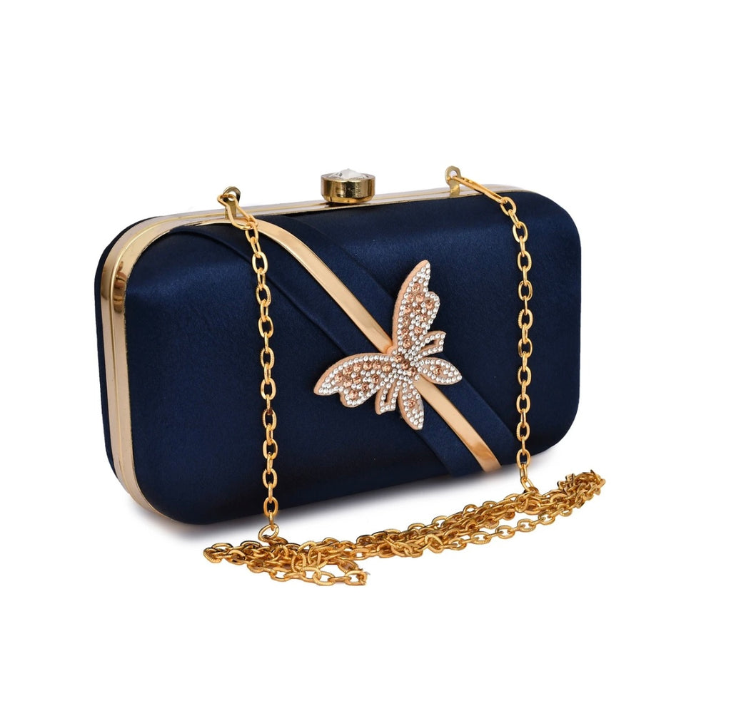 Midnight Butterfly Luxe Clutch