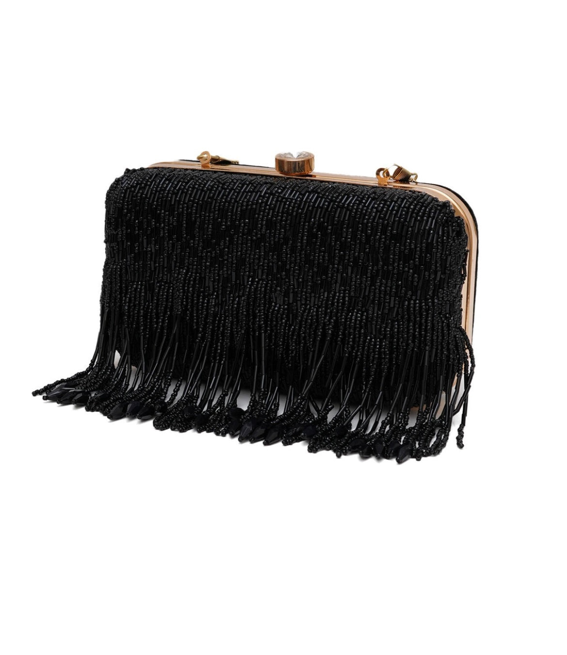 Midnight Fringe Glam Clutch
