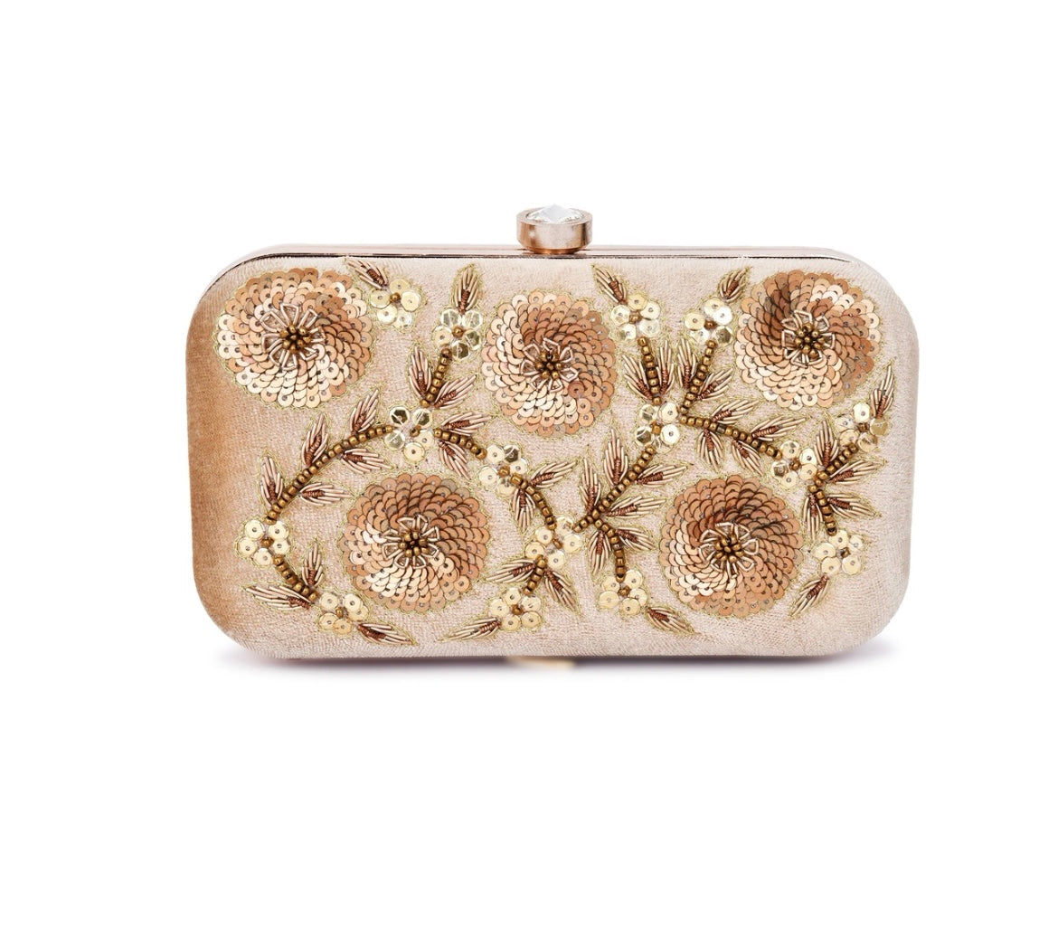 Rosé Bloom Sequin Clutch