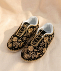 Noir Zehra Sneakers | Midnight Floral Gold Elegance