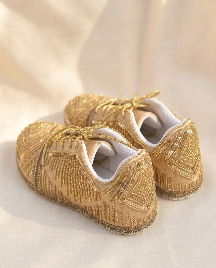 Golden Noor Sneakers | Hand-Embellished Luxe Radiance