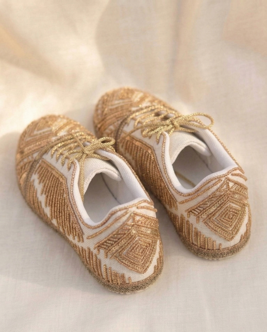 Noor Ivory Sneakers | Golden Handcrafted Grace