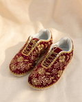Zehra Ruby Sneakers | Floral Embroidered Royalty