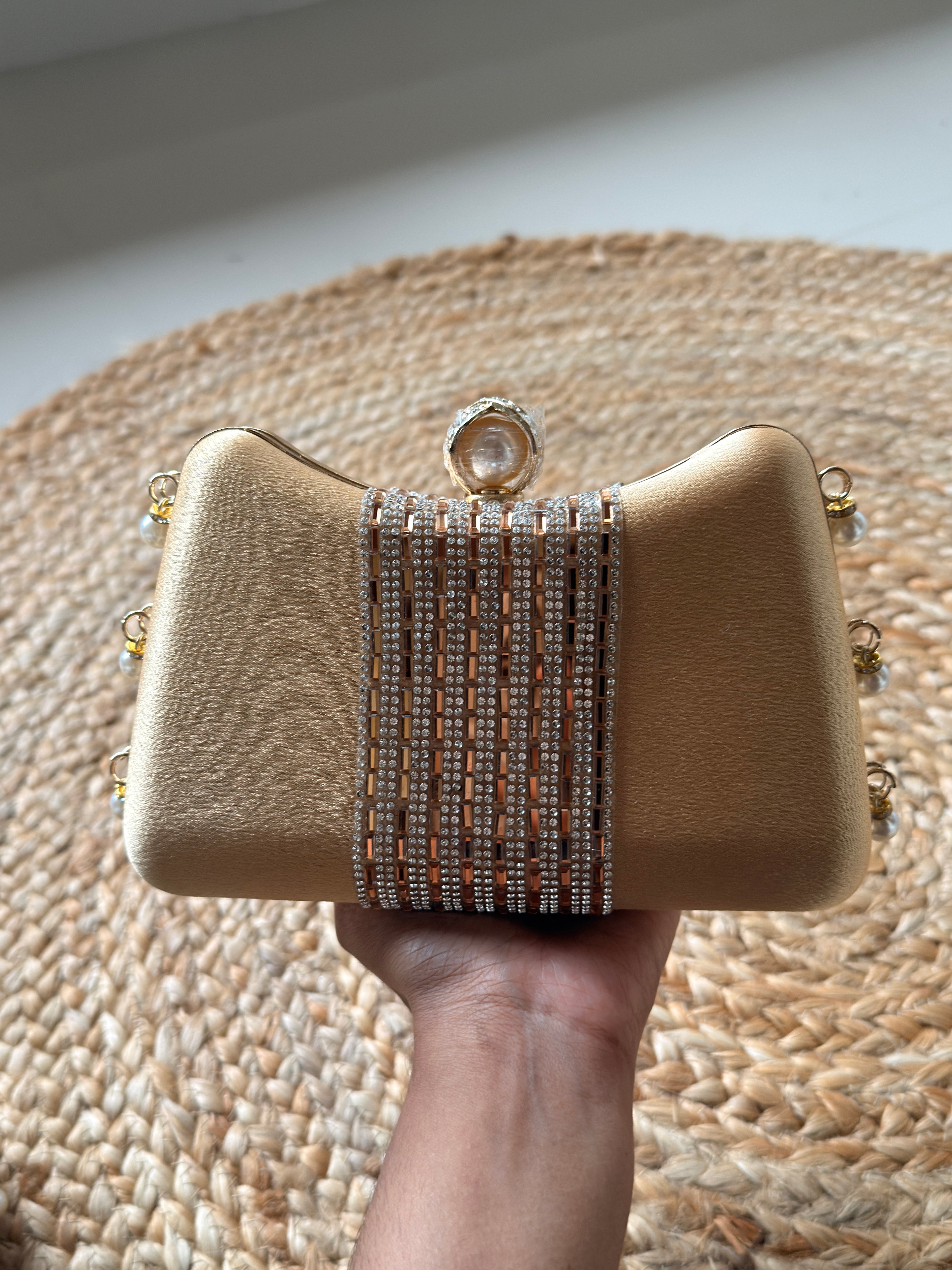 Champagne Crystal Pearl Clutch