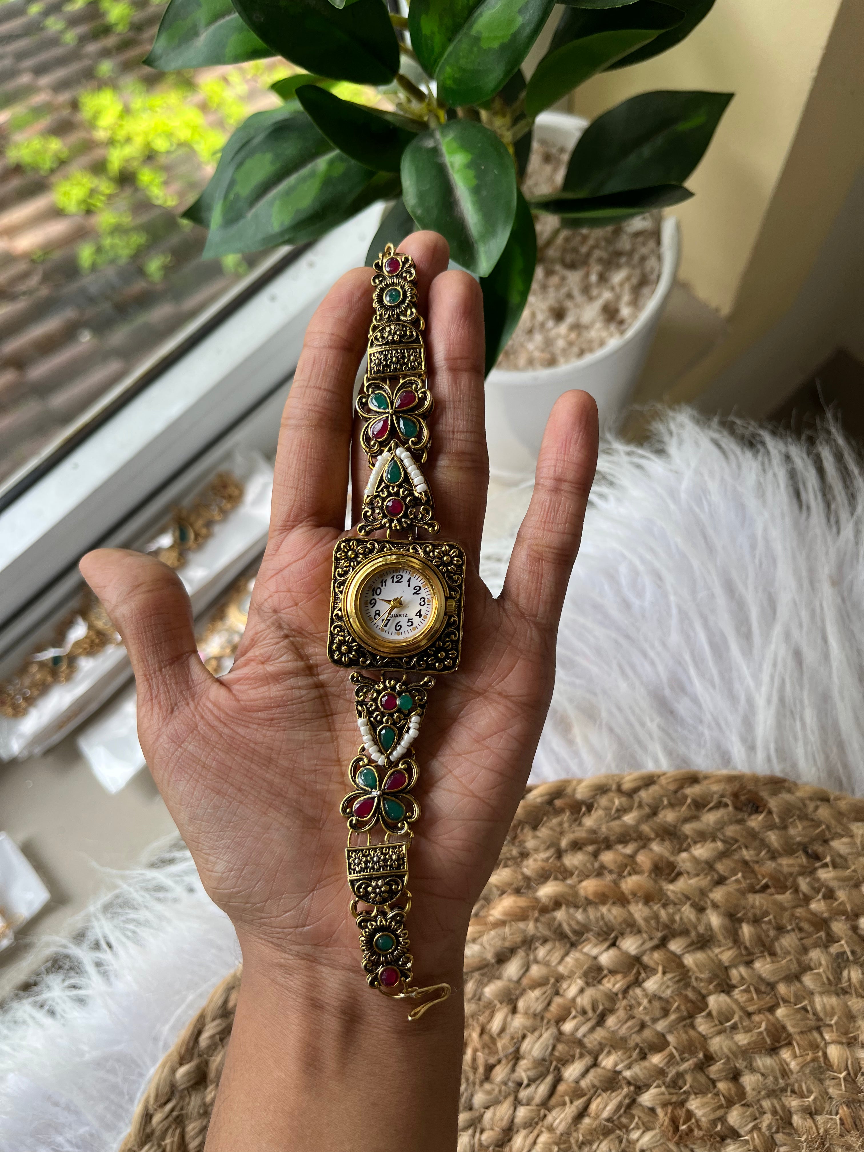 Antique Square Blossom Watch