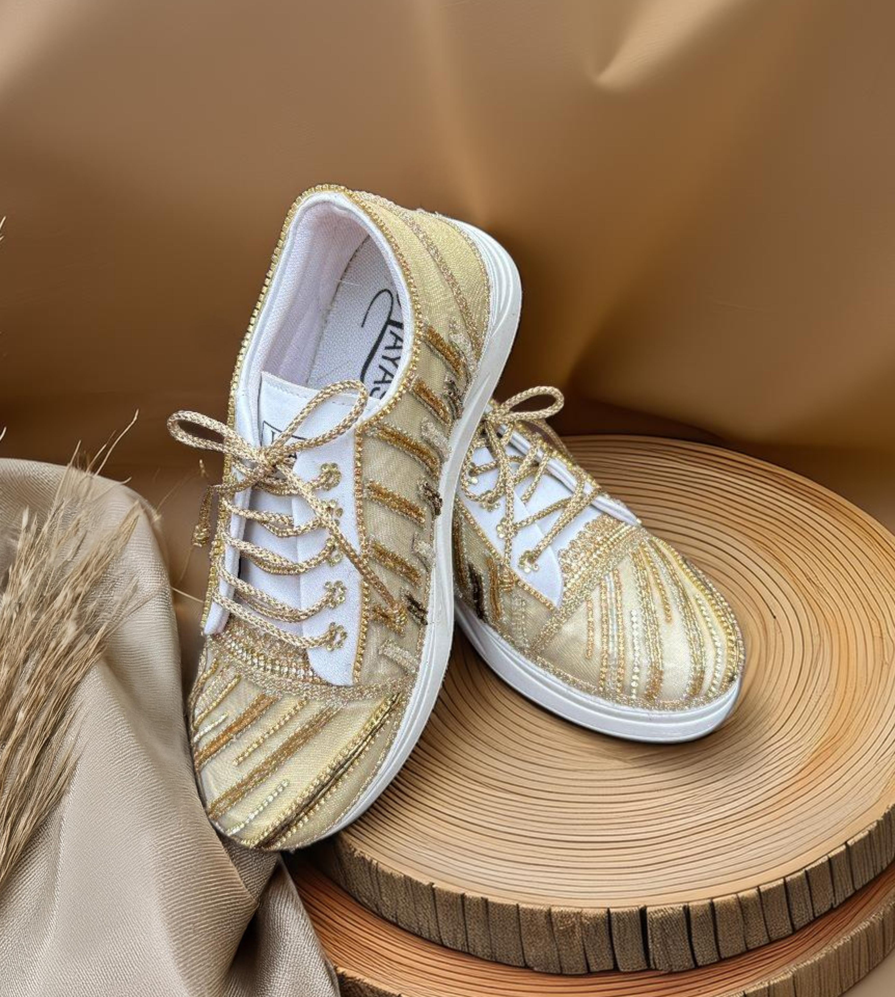 Champagne Glow Sneakers | Luxe Embellished Bridal Sneakers